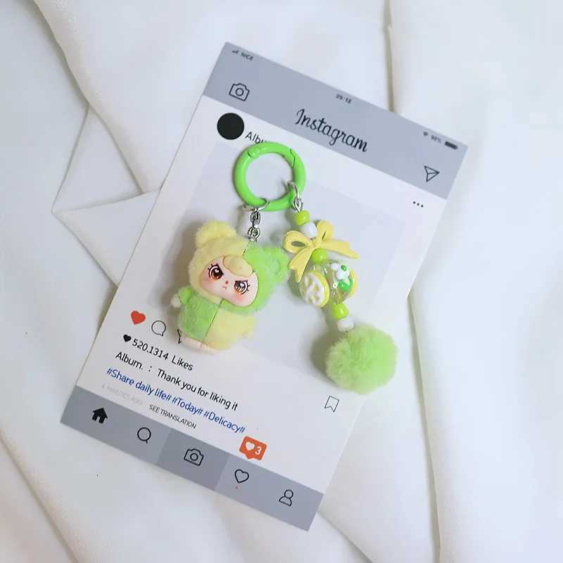 Cute two-color plush doll keychain dopamine color-blocked plush doll DIY accessory bag accessory car keychain M251215