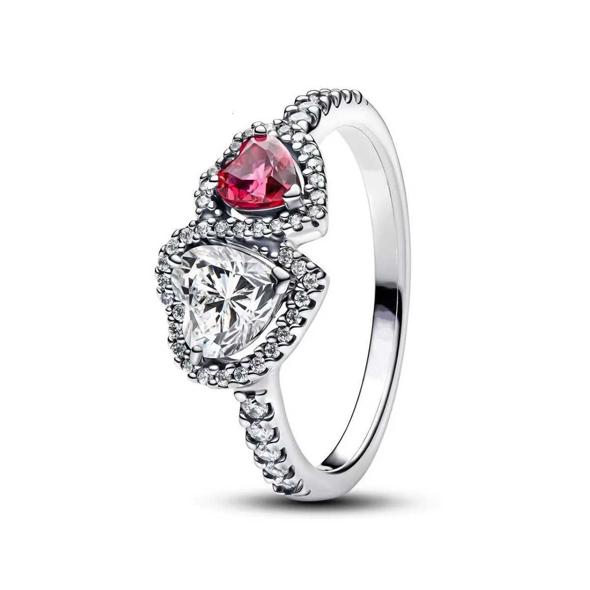 Original 925 Sterling Silver Red Pink Ring Heart Bow Sun Moon Colorful Crystal For Women Valentines Birthday Gift DIY Jewelry M251215