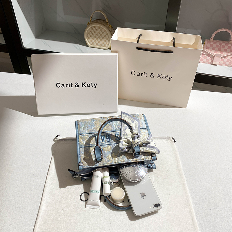 TB BHULAMTE Luxury Designer Handbag Large Capacity Printed Commuter Tote Bag 2026 New Embroidered Handheld Small Square Bag