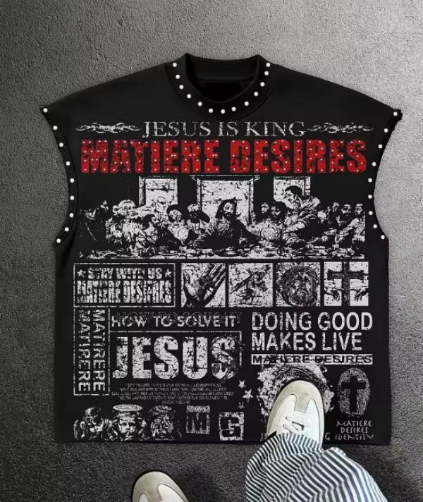 Men's T Shirts Men And Women Personality Trend Garbage Pure Cotton Sleeveless Vest Summer Street Punk Beach Style Casual Daily Basic Top