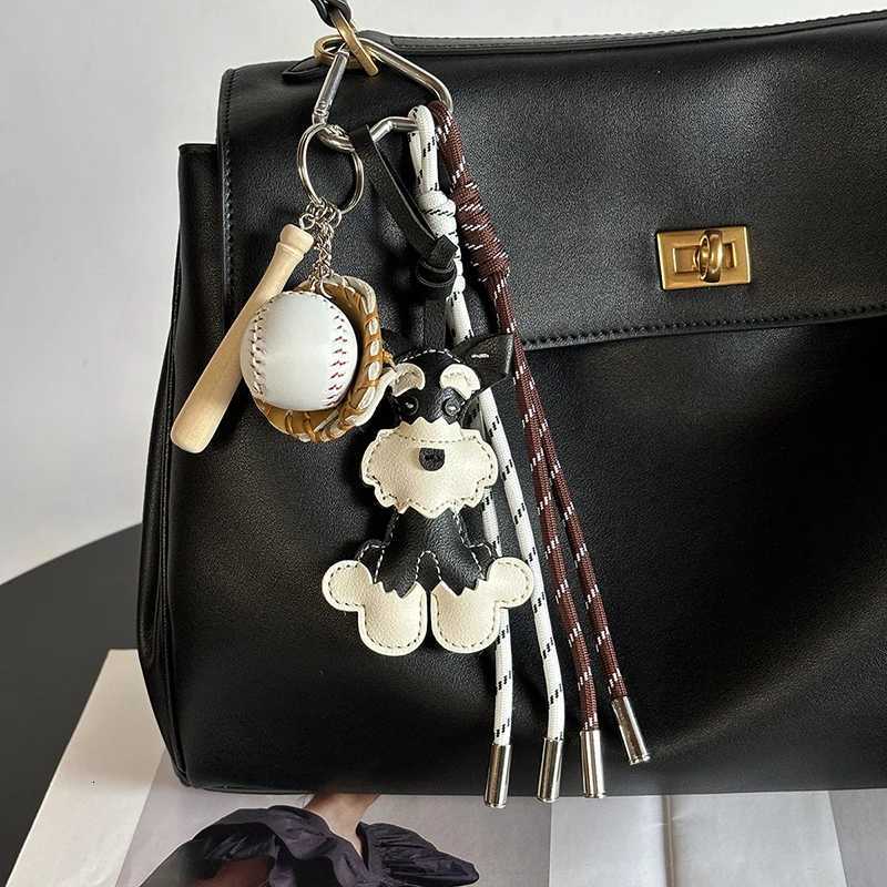 Cute Dog Bag Hanging Schnauzer Handmade Braided Rope Keychain Niche Bag Pendant Gift Car Key Mobile Phone Decorative Accessories M251215