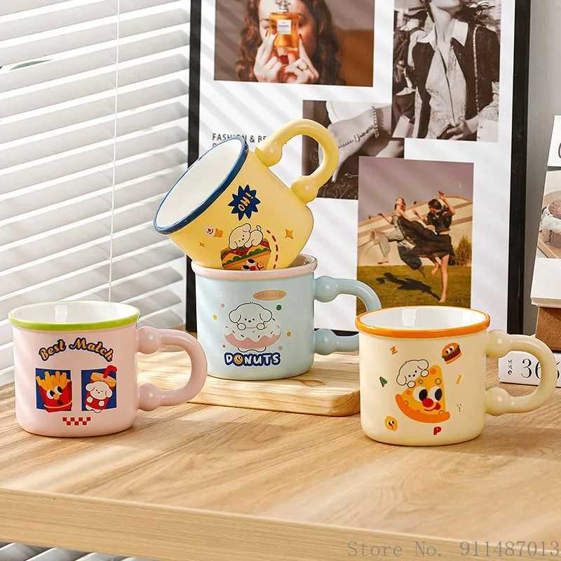 Creative Ceramic Cartoon Student Coffee Cup He Off Tea Supplies Handle Breakfast Milk Cute g 1Pc H251215