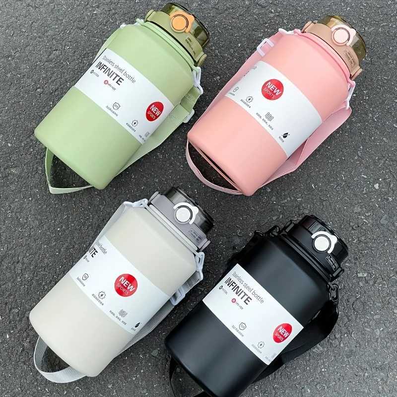 1PC Stainless Steel Insulated Cup 2000ml Large Capacity with Handle Portable Sports Water Bottle Suitable for Outdoor Use H251215