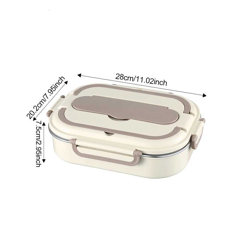 304 stainless steel lunch box with soup bowl 4 cpartments equipped with spoon chopsticks portable handle microwave heating H251213