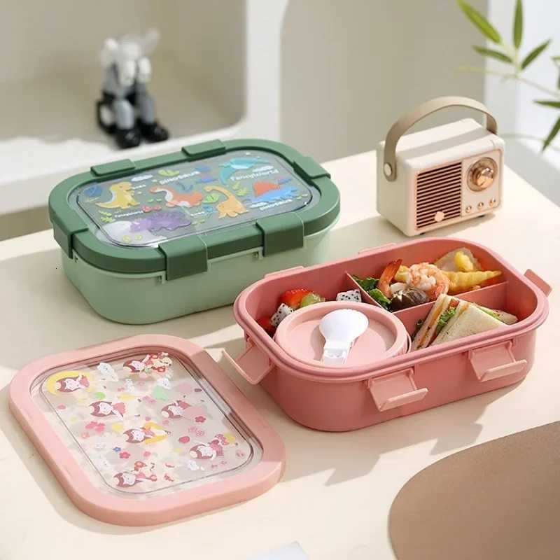 1000/1350ml Cartoon Lunch Box with Soup Bowl Bento Box Buckle Design Sed and Leak-proof Portable Food Storage Container H251213