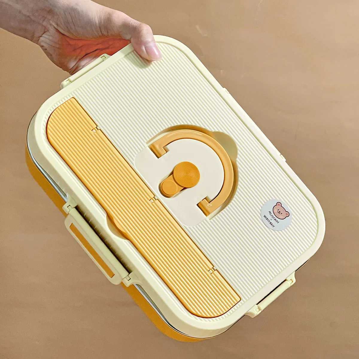 WORTHBUY Large Capacity Lunch Box For Kids Students With Bowl Cutlery 4/5 Grids Sed 304 Stainless Steel Food Container Set H251213