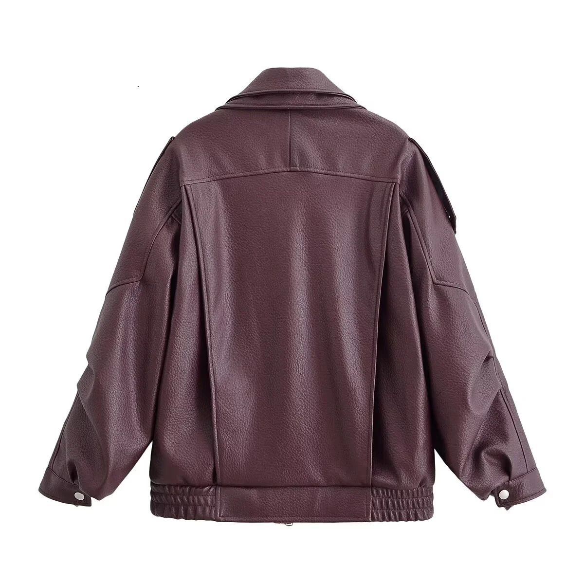 2025 Autumn Womens Casual Fashion Simple Versatile Retro PU Leather HighEnd Loose Motorcycle Style Jacket 251205