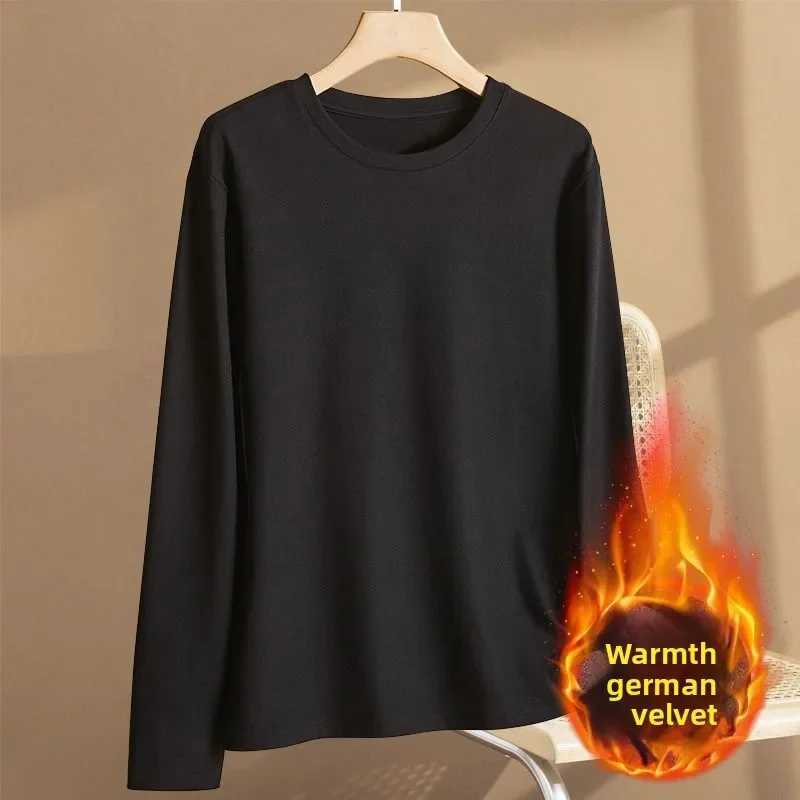 Mens Underwear Mens Thickened and Padded Fleece Long Sleeve Round-Neck Innerwear for Autumn and Winter G251215