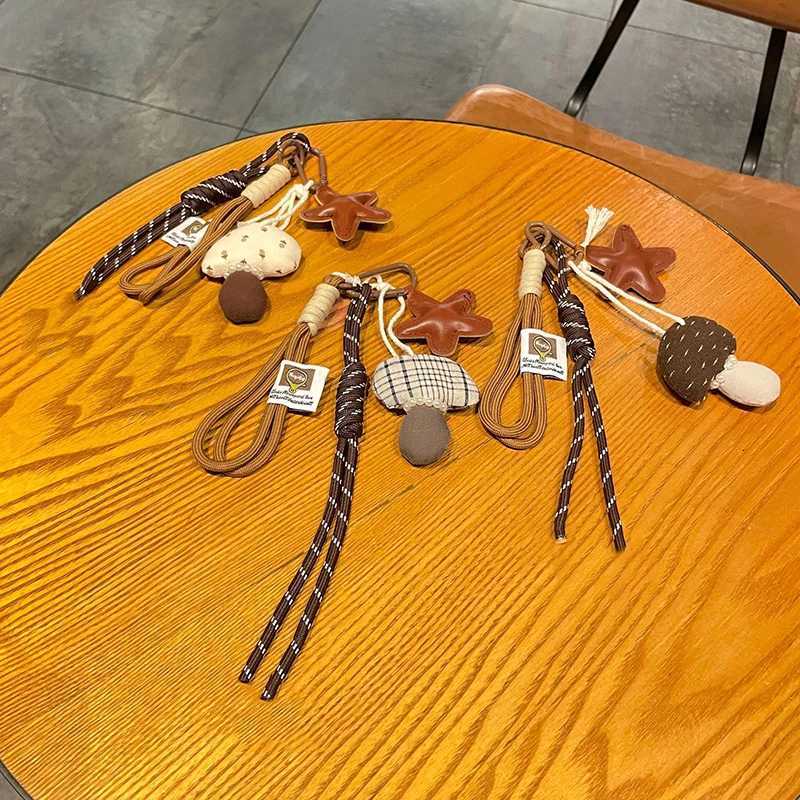 New Cartoon Mushroom Pendant Multi-purpose Brown Bag Charm Handmade Rope Bag Hanging Accessories M251215