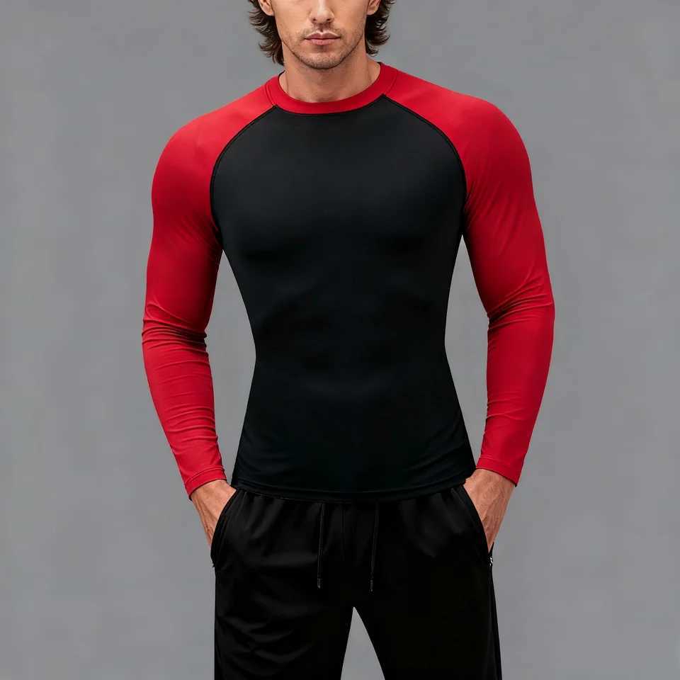 Underwear Men Compression Shirt Athletic Yoga Running Long Sleeve T-Shirt Spring Fall Gym Workout Stretchy Baselayers Rash Guard G251215