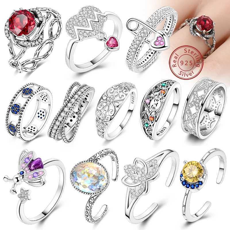New 925 Sterling Silver Rings Firefly Hollow Rose Infinite Simple Ring for Women Wedding Engagement Party Jewelry Gift M251215