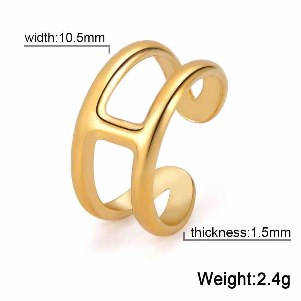 Cazador Letter H Shape Finger Rings for Women Adjustable Stainless Steel Ring Gold Color Mother Day Jewelry Gift Wholesale 2025 M251215
