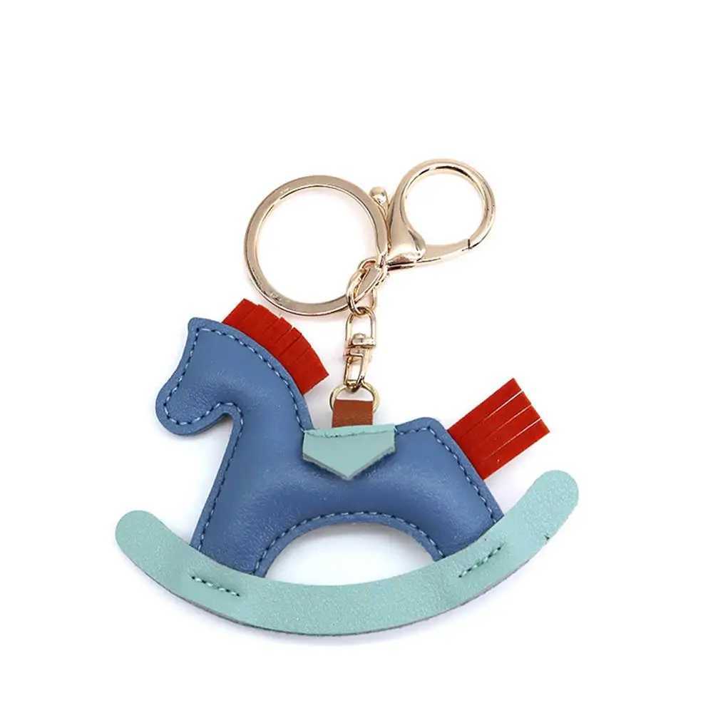 3D Trendy Designer luxury PU Leather Rocking Horse Keychain Pony Horse Pendant Decoration For Ladies Bag Keyring Charm Accessories M251215