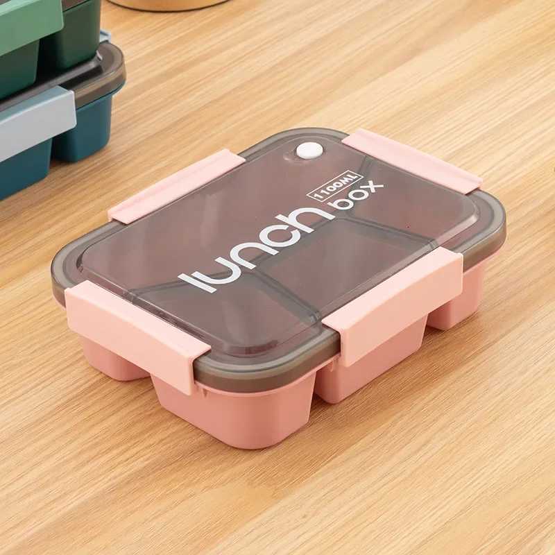 800/1100ml Plastics Cpartmented Lunch Box Microwave Safe Bento Box with Cutlery Food Storage for Student Worker Tableware H251213