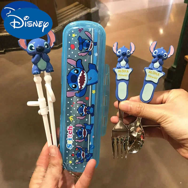 Disney Stitch McQueen childrens learning and training chopsticks full set of anti-fall and cute household anti-scald food grade H251215