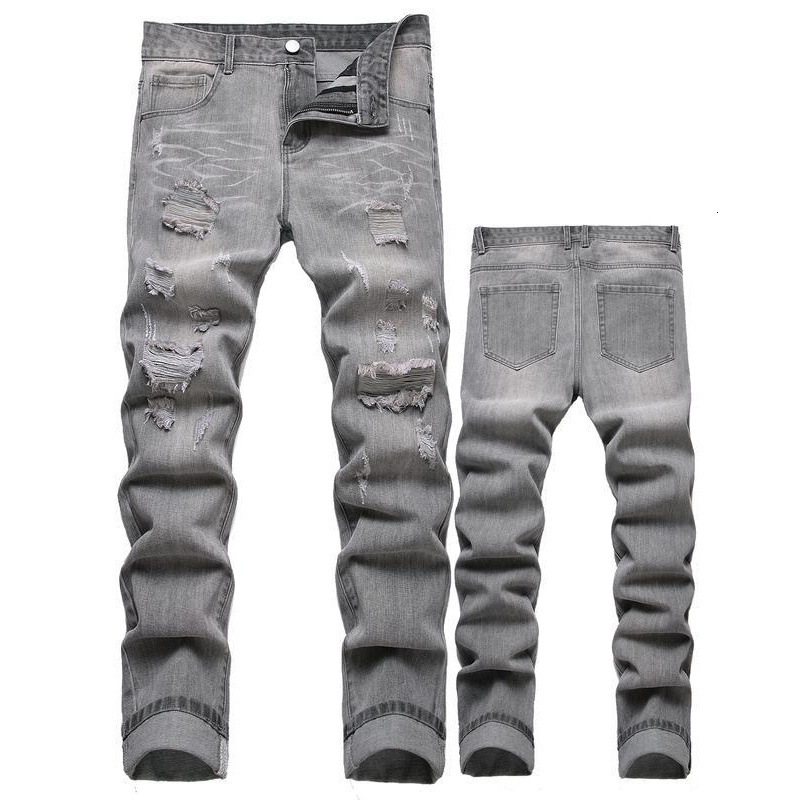 Black Y2K Jeans Mid Rise Straight Leg Man Pants with Silver Star Distressed Ripped Denim Clothing Hip Hop Male Streetwear250828