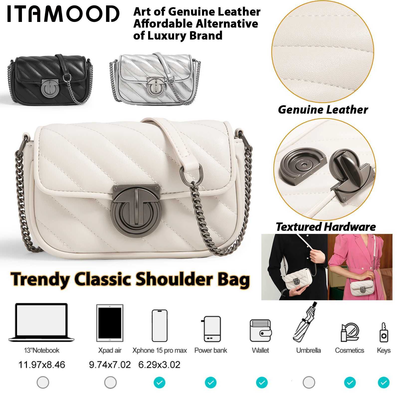 ITAMOOD Leather Quilted Chain Shoulder Bag Luxury and Elegant Womens Crossbody Bag Holiday Gift Small Square BagT251215