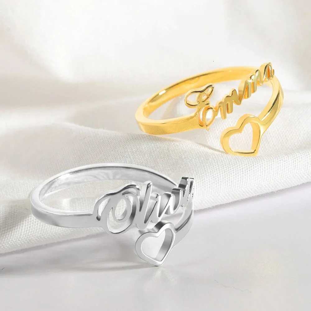 Personalized Adjustable Name Ring for Women Custom 2 Name Gold Stainless Steel Ring Tendy Jewelry Wedding Gift For Her M251215