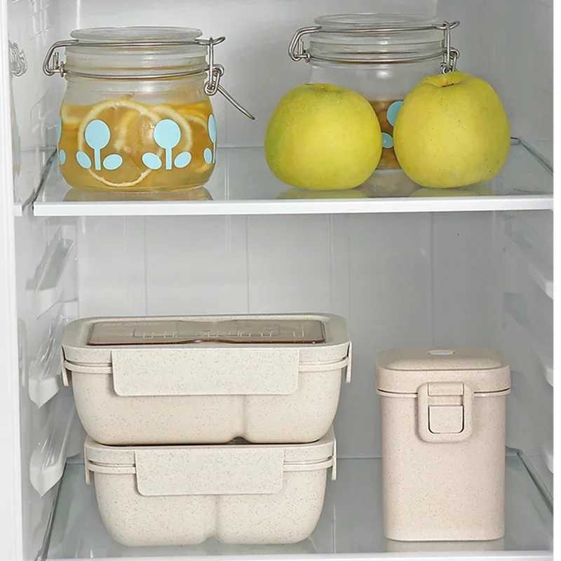 1pc Wheat Straw Lunch Box Healthy BPA Bento Boxes Microwave Dinnerware Food Storage Container Lunch Box for Kids H251213