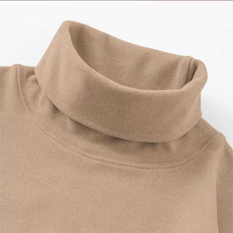 Mens Thermal Underwear Long Sleeve Velvet Soft Base Layer Shirt Warm Mid-neck Design for Autumn Winter Home Wear Thermal Shirt G251215