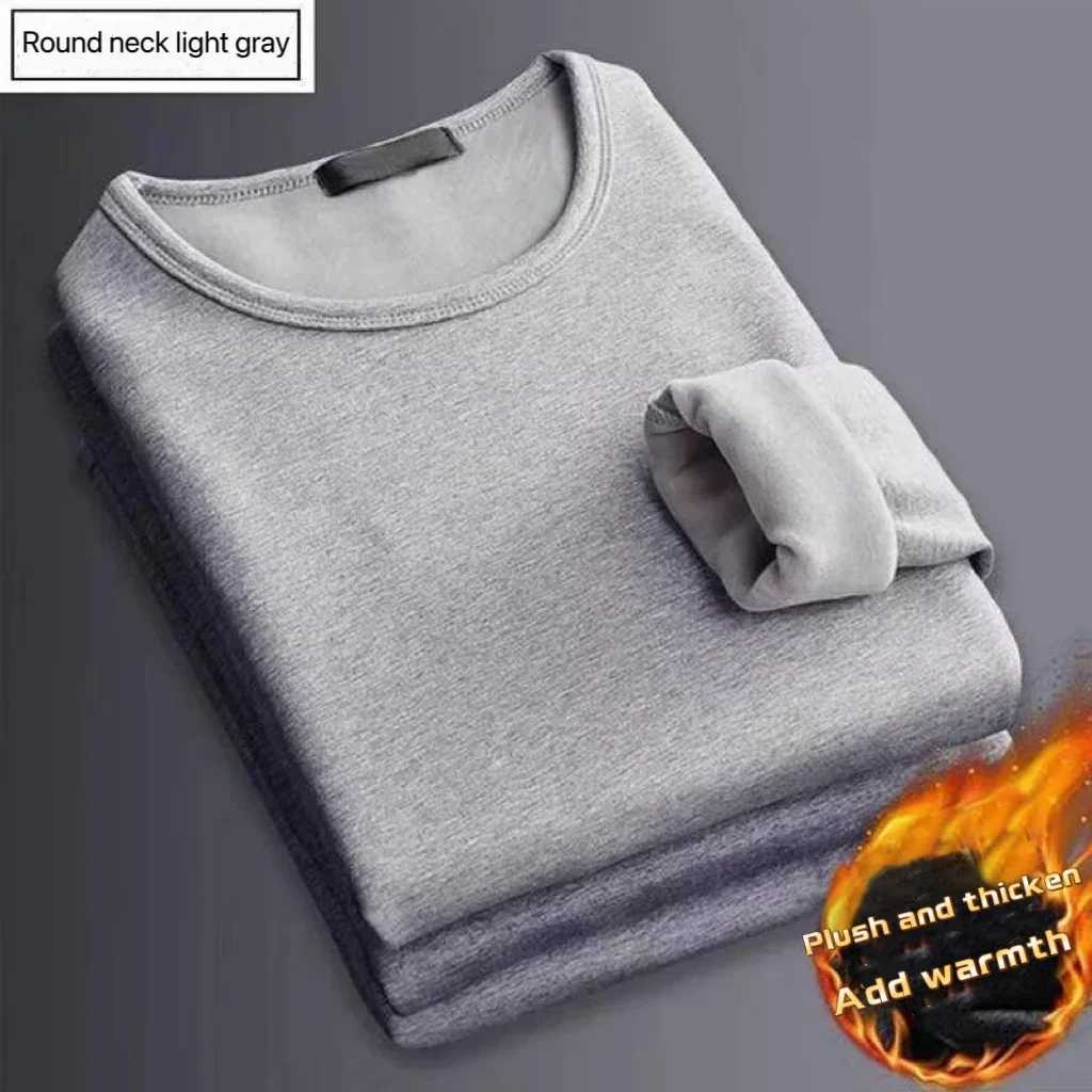 1pcs Men Thickening Velvet Warm Tops Mens Winter Long-sleeved Thermal Underwer Male Round Neck Fashion T-shirt M-5XL G251215