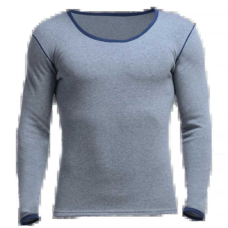 Element winter mens single top plus fleece thickened undercoat cold round neck slim warm underwear top G251215