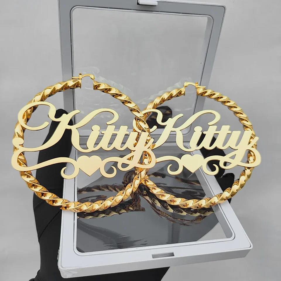 DHQH Name Twist Hoop Earrings Customized Name Earrings 18KGold Personalized Name Earrings Customized Women Earrings Gift for Her 251211