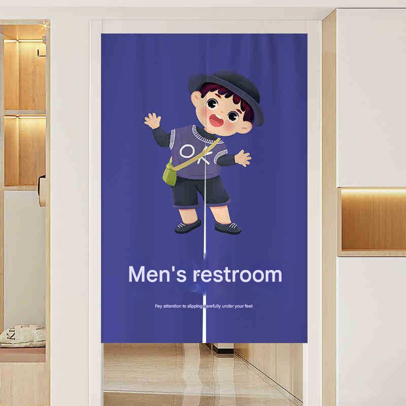 YL-37969 Watercolor Floral Leaf Print Shower Curtain, No-Drill Toilet Polyester Partition, Waterproof Bathroom Decoration