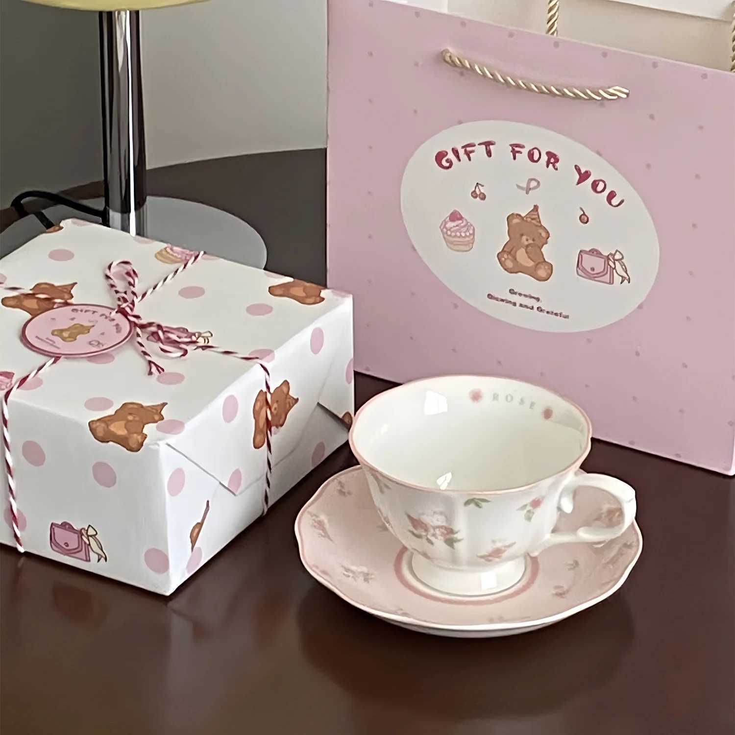 Cute Rabbit Cpanion Gift Cup Birthday Gift for Girls Practical Gift Cup High Beauty Coffee Cup Dish Gift Box H251215