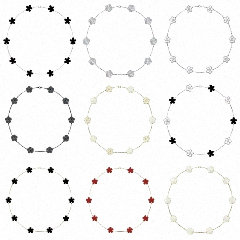 plated sier gold necklace designer for woman 10 flower four leaf clover necklace wedding luxury necklaces designer jewelry charm exquisite retro ho0 c3f1#