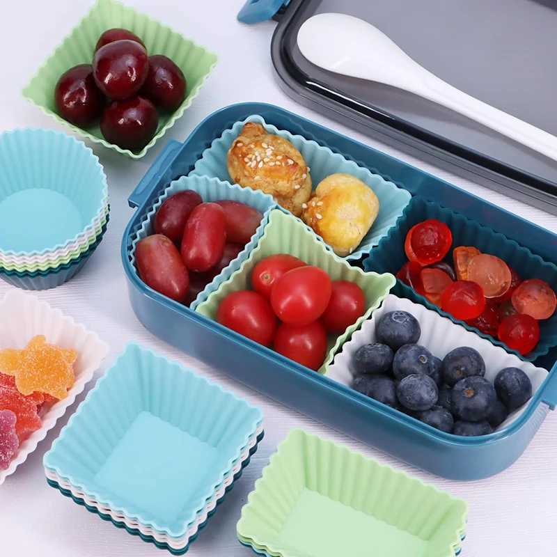 4/10/12Pcs Reusable Silicone Cupcake Baking Cups Non-Stick ffin Liners Molds Sets Bento Lunch Box Dividers Pastry Cake Molds H251213