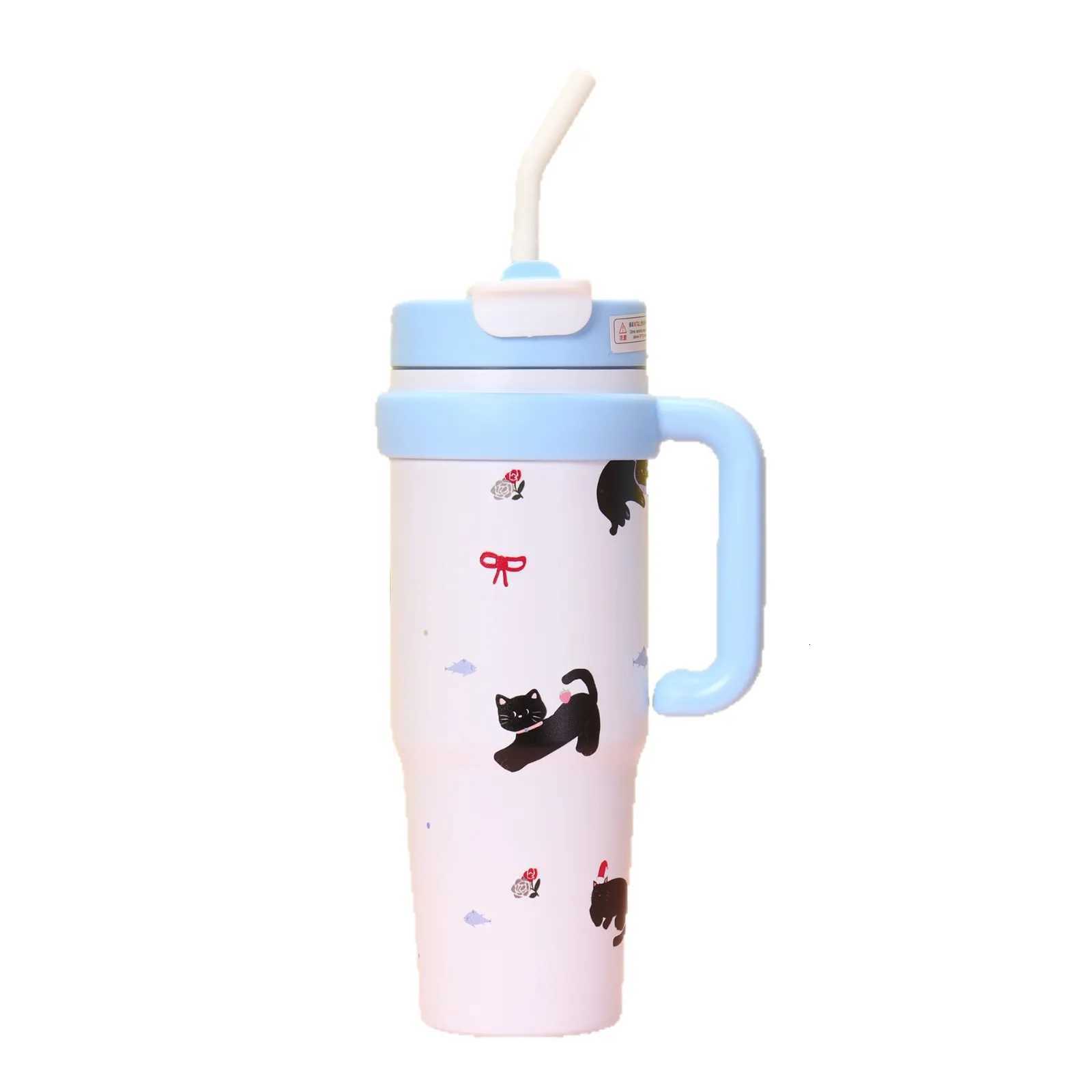 Big Mac straw water cup for girls high value car handle straw cup large capacity 316 stainless steel thermos cup H251215