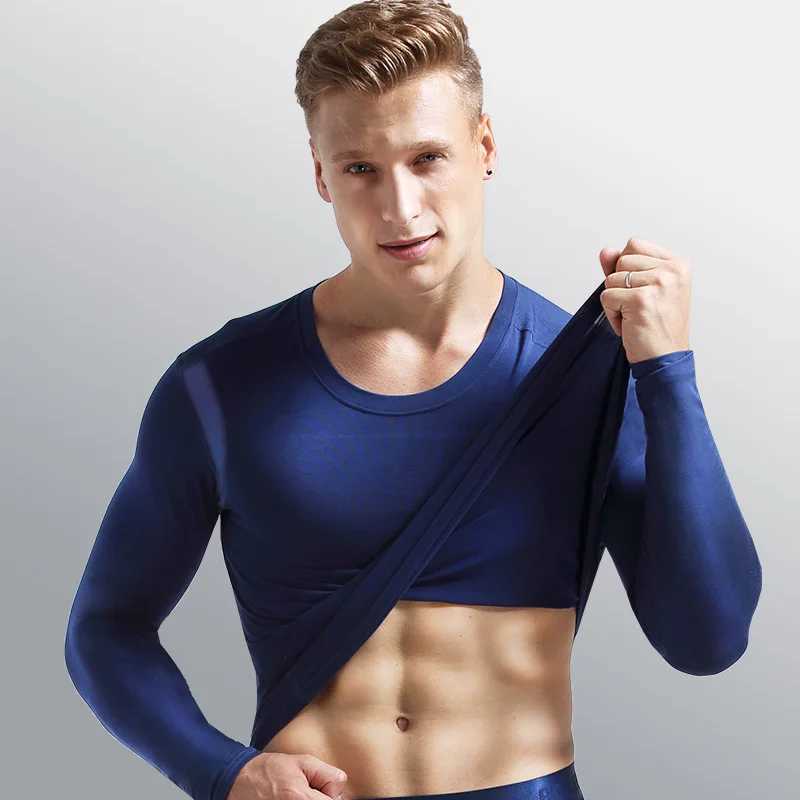 Mens Long Johns Single V-Neck Modal Thermal Underwear Long-Sleeved Base Layer Thin Top Cotton Sweater Winter G251215
