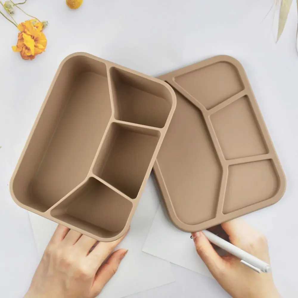 Temperature Resistance Silicone Lunch Box 4 Cpartments Thicke Divided Lunch Box Leak-proof Portable Meal Box Back To School H251213