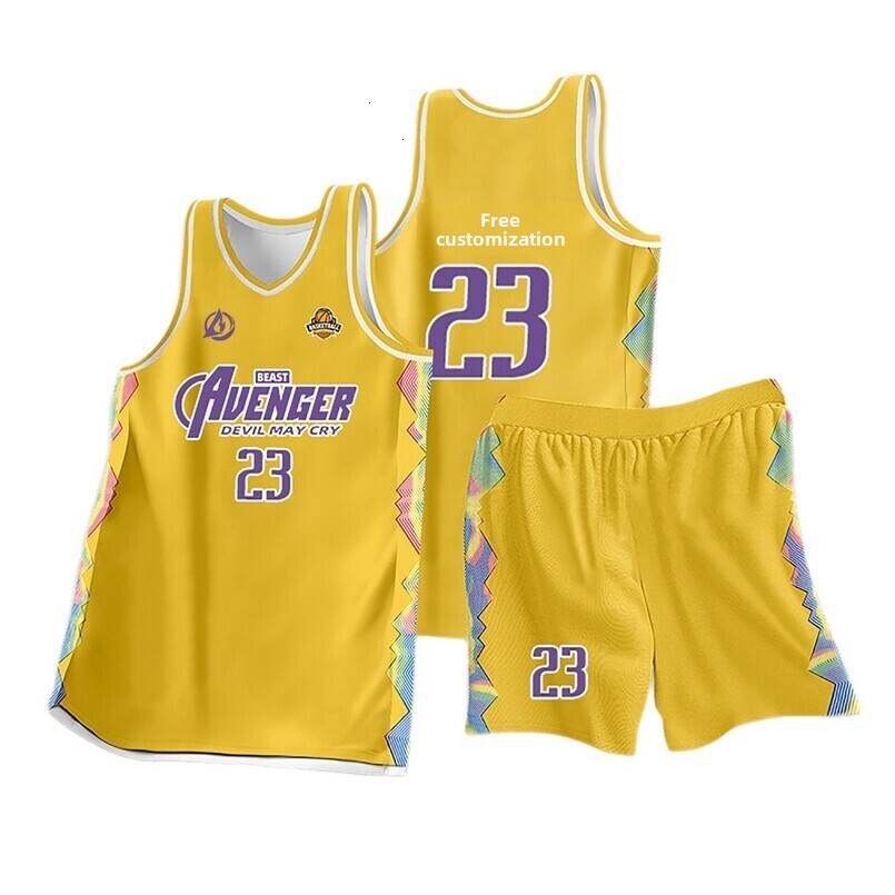 New American Style Basketball for Men and Women, College Student Quick-Dry Custom Village BA Competition Set Training Jersey Printed