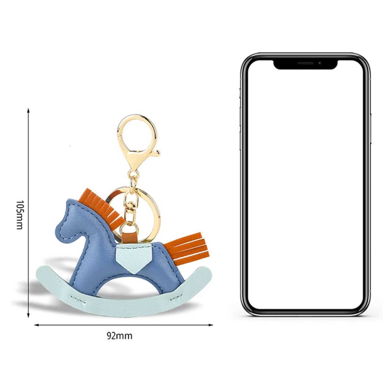 Creative PU Leather Keychain - Trojan Carousel Rocking Horse Pendant for Bag Key Decoration M251215