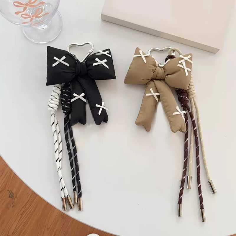 New Simple Checkered Bow Plush Keychain Cute And Sweet Backpack Pendant Car Hanging Decoration Festival Gift M251215