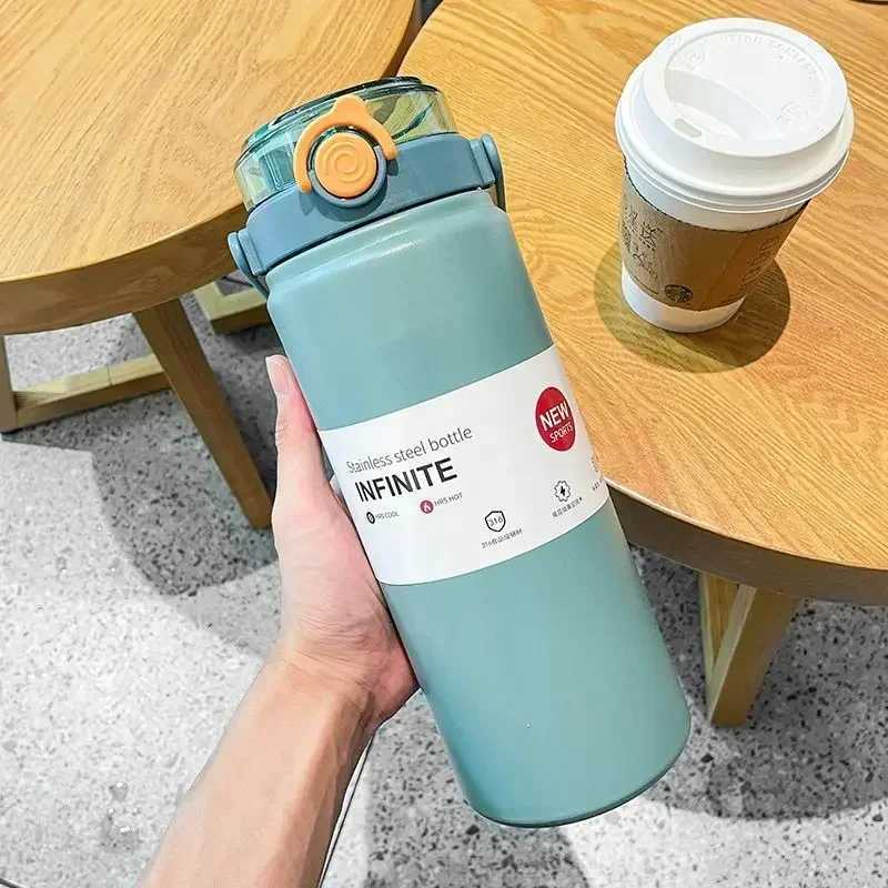 Large Capacity 316 Stainless Steel Cold Insulation Cup Cute Beautiful Dual Drink Straw Portable Handle Pot Male and Female H251215