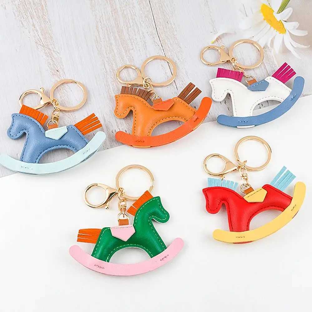 luxury Designer Rocking Horse Keychain Keyring Charm PU Leather ony Horse Pendant Decoration For Ladies Bag Accessories 2025 M251215