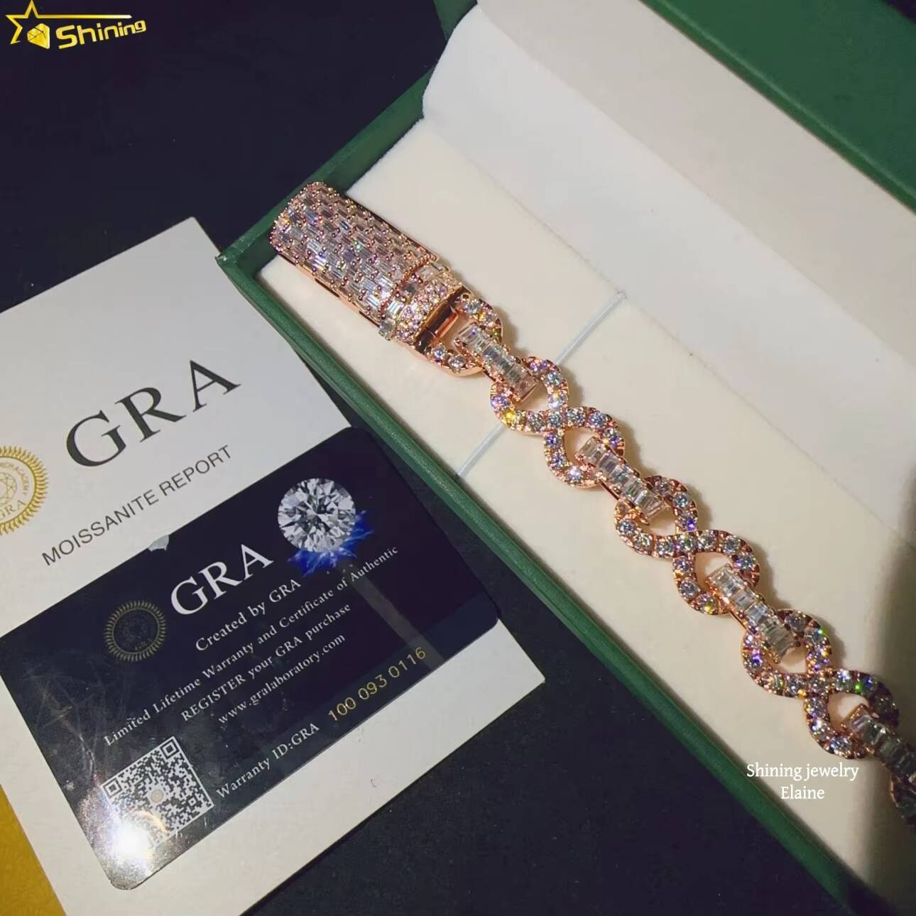 Fashion High Quality GRA Certificated Hip Hop Sterling Silver 925 8mm Vvs Moissanite Cuban Link Chain Moissanite Bracelet
