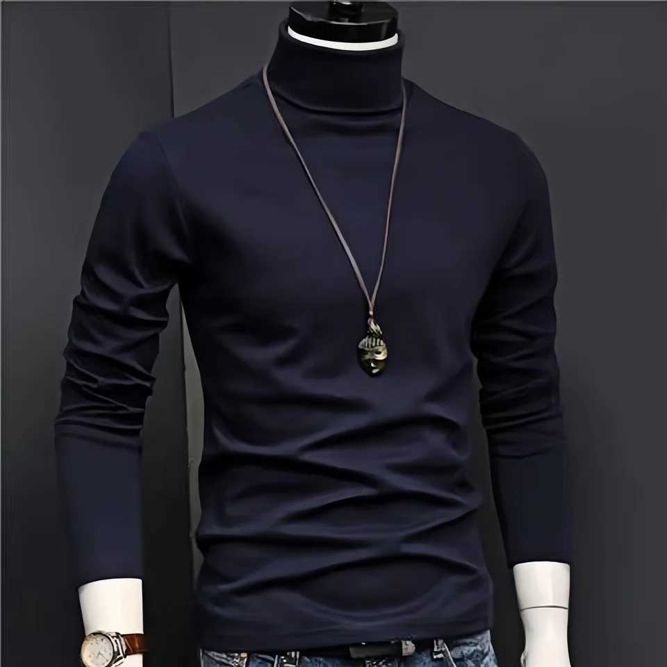New Mens Thermal Underwear Top Slim Fit Long Sleeve High Neck Shirt Autumn Winter Clothes Thin Tights for Cold Weather G251215