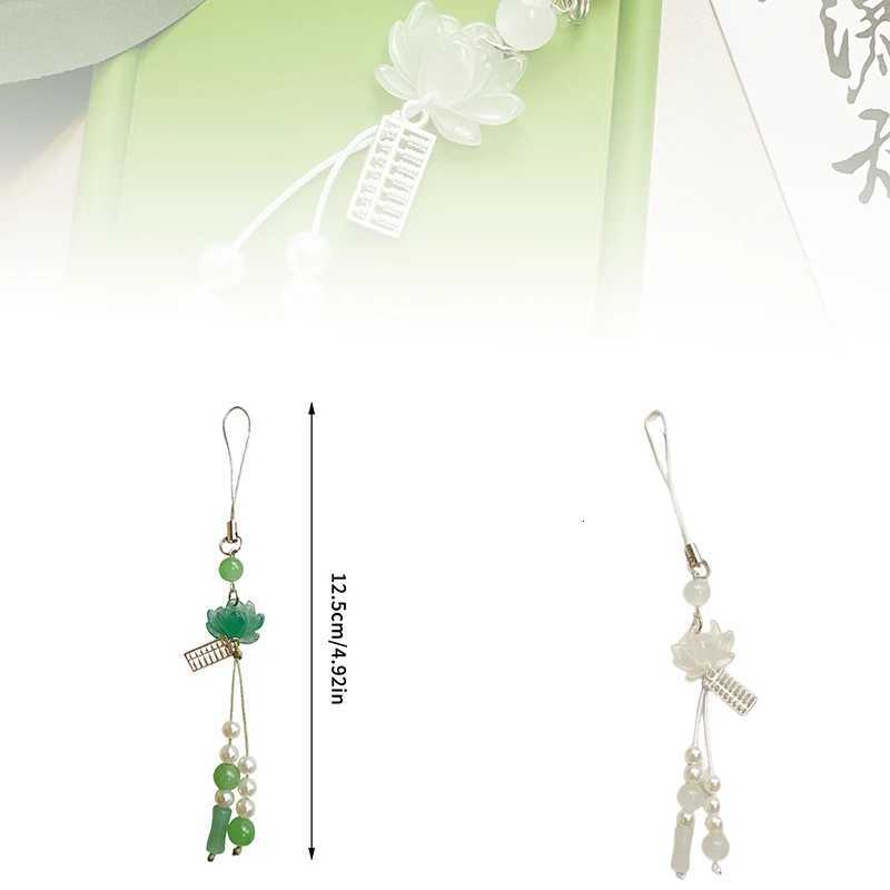 Lotus Flower Pendant Keychain Phone Chain Beads Decoration Chinese Style Accessories Gifts Camera Chain Bag Pendant M251215