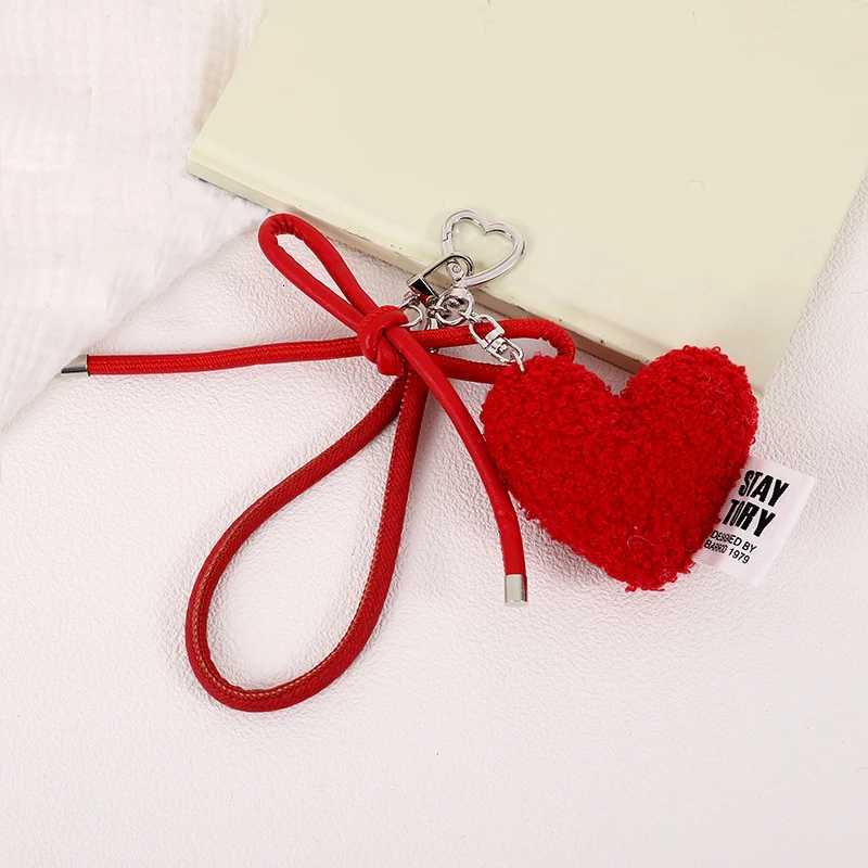 Sweet Love Heart Bag Charm Keychain Keyring Pendant with Wrist Lanyard for Coin Purse Backpack Car Decoration M251215