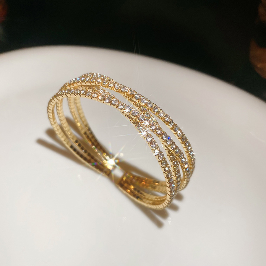 European and American Style Inlaid Diamond Multi-layer Cross Open Exquisite Versatile Daily Commuting Bracelet Light Luxury High-end Feel Women's - view 5