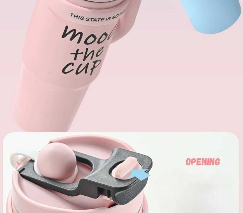 Jumbo thermal insulation straw ice bar cup large capacity girls high-color dopamine color matching office car travel cups H251215