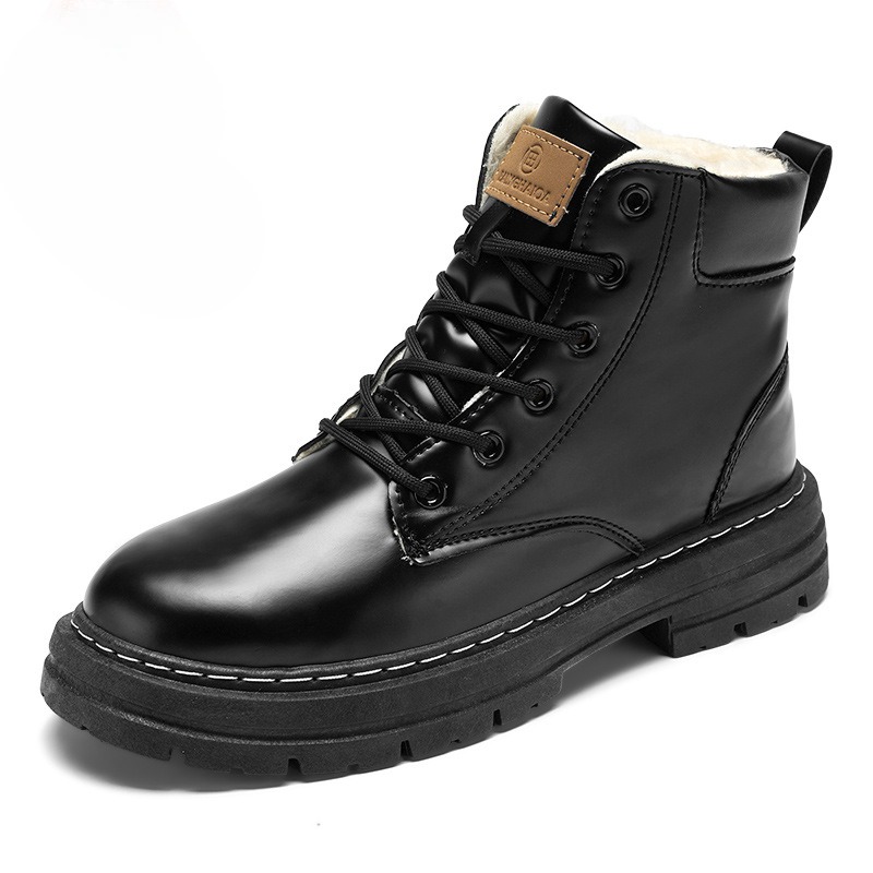 Winter Boots Men's Furry Snow Boots, Plush Lined Warm High Top Work Boots Waterproof & Anti-Slip 39-46