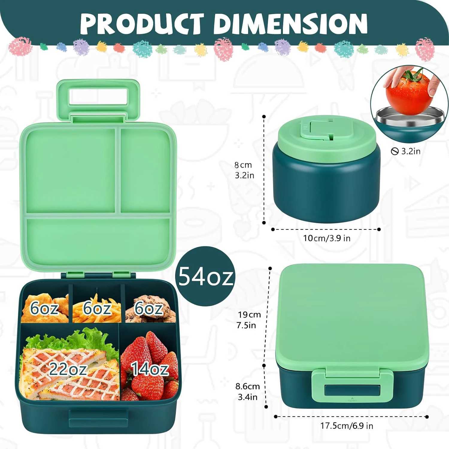1 set Bento Lunch Box for Kids With 8oz insated vacuum food jar Food Containers for SchoolMicrowareDishwasher Safe H251213