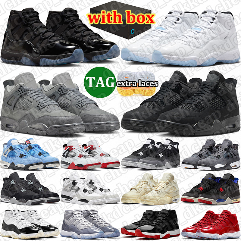 with box 4s 11s basketball shoes men women designer sneakers outdoor athletic sports shoe black white grey blue red midnight navy