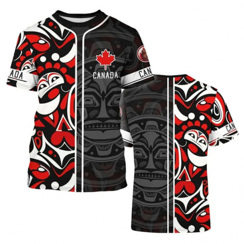 New Canada Men's Harajuku Street Fashion T-Shirt 3D Printed Maple Leaf Deer Pattern Trendy Short Sleeve