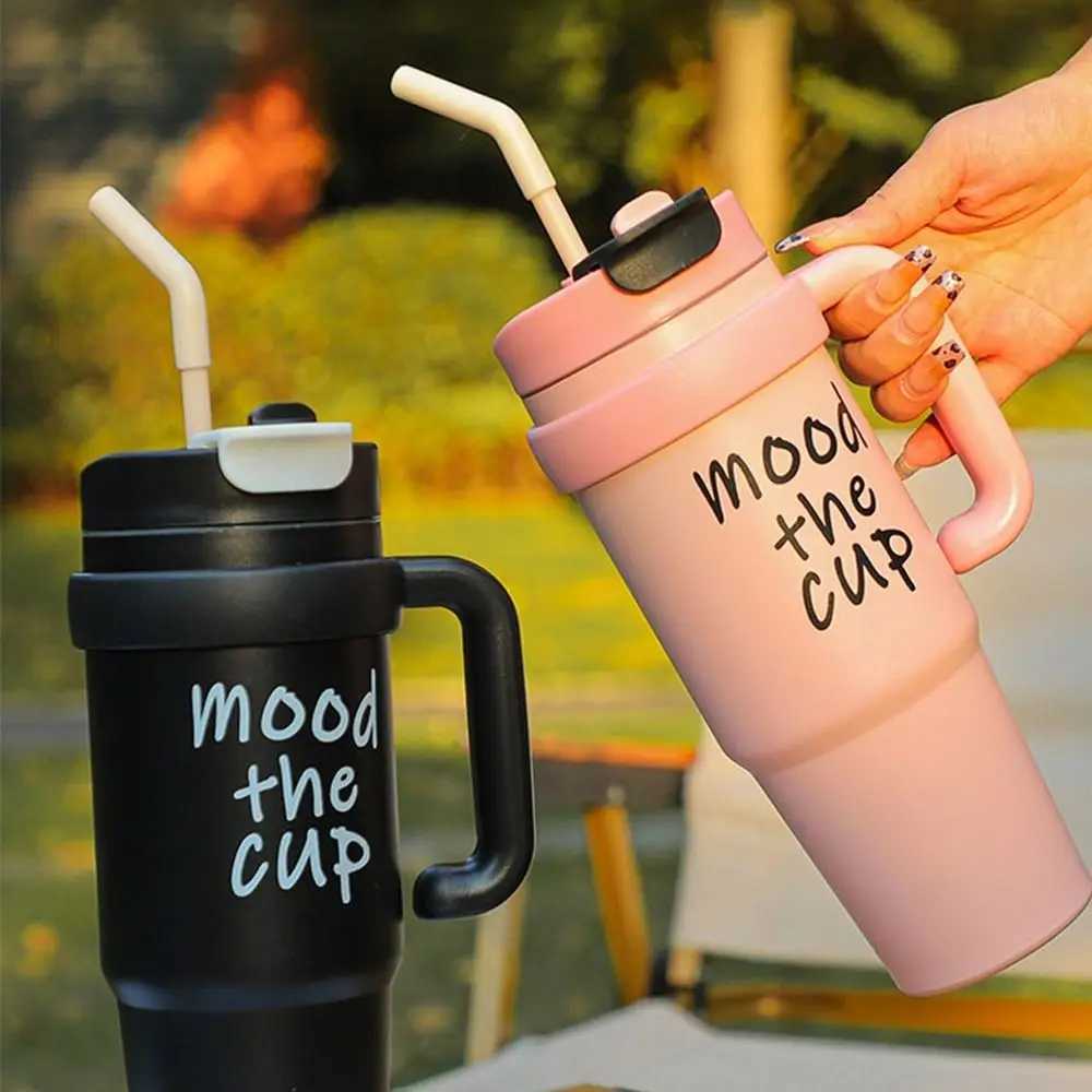 Gifts 1000ML Straw Cup Cold and Hot Water Bottle Accessories Thermal Water Bottle with Straw Large Capacity Coffee Cups H251215